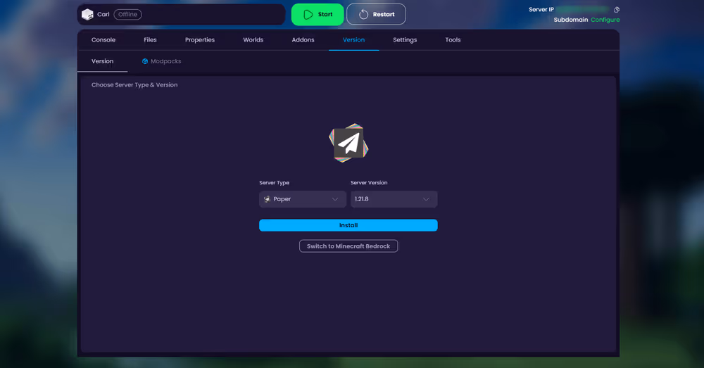 StashrNode version changer